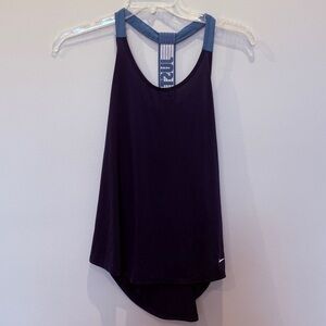 Nike Women's Dri-FIT Elastika Racerback Athletic Navy Blue Tank Top Sz L EUC AZ